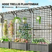 Outsunny Verhoogd bed met spalier en dak, plantenbak, bloembed, weerbestendig, hout, 90 x 45 x 183 cm, Donkergrijs(m-4)