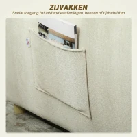 HOMCOM Slaapfauteuil 3-in-1 omvormbare fauteuil met bedfunctie, lendenkussen, voor woonkamer crèmewit(m-8)