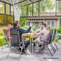 Outsunny Masă de grădină 150x90 cm, rezistentă la intemperii, masă de balcon din oțel cu orificiu pentru umbrelă, maro(m-4)