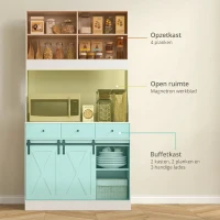 HOMCOM Keukenkast met Planken, Kasten, Lades en Werkruimte, Landelijke Sfeer, Verstelbare Planken, Hout, Wit(m-4)