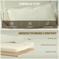 HOMCOM Slaapfauteuil 3-in-1 omvormbare fauteuil met bedfunctie, lendenkussen, voor woonkamer crèmewit(m-6)