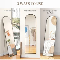 HOMCOM Lustro stojące całociałowe duże lustro, nowoczesny design, 50 cm x 1,5 cm x 161,5 cm, Czarne(m-7)