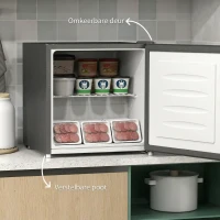 HOMCOM Mini-Vriezer 35 L, Electrische Vriesbox, Vrijstaand 161W, Mini Diepvrieskist 47 x 44,2 x 48,8 cm, Grijs(m-6)
