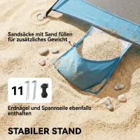 Outsunny Strandzelt für 2-3 Personen tragbares Wurfzelt mit Tür Fenster Sandsäcken Tragetasche, UV30+(m-8)