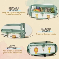 AIYAPLAY Dziecięca tablica 3-w-1 z tablicą kredową, białą tablicą, papierową rolką, 2 koszami, dla dzieci 3-8 lat, zielona(m-5)