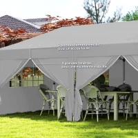 Outsunny Outdoor garden foldable gazebo 3 x 6 m with 6 side walls, carry bag included, gray(m-7)