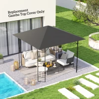 Outsunny 3 x 3(m) Gazebo Canopy Replacement Cover, Garden Gazebo Roof Replacement with Drain Holes, Water Resistant PVC Coating, 370g/㎡, UPF30+, TOP COVER ONLY, Grey(m-2)