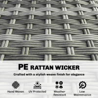 Outsunny Polyrattan Zestaw Mebli Ogrodowych 5-częściowy, Sofa Narożna z Podnóżkiem i Stolik Kawowy, Kremowy + Szary(m-5)