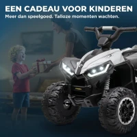 HOMCOM Elektrisch Kinderquad, LED-Koplampen, MP3-Speler, Schokdempers, Ergonomische Zit, wit+zwart(m-4)