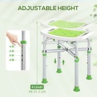 HOMCOM 44-51.5cm Aluminium Frame Shower/Bath Stool - Green(m-6)