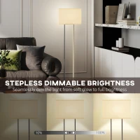 HOMCOM LED Floor Lamp, 150 cm Dimmable Standing Lamp with Linen Shade and Foot Switch, Modern Minimalist Tall Night Light with Metal Base for Living Room, Bedroom, Office, White(m-6)