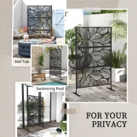 Outsunny Metal Decorative Privacy Screen Outdoor Divider, Black Leaf(m-6)