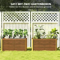 Outsunny Set of 2 raised beds, planting box, extra deep, metal, 120 x 60 x 60 cm Brown(m-3)