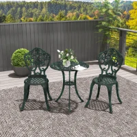 Outsunny 3-piece aluminum bistro garden set 2 chairs + round wrought-iron effect table(m-9)