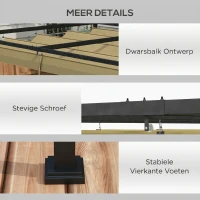Outsunny Pergola, Robuuste Zonwering voor Tuin, Balkon, Terras, van Metaal en Kunststof, UV- en Waterafstotend, Khaki(m-6)