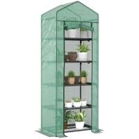 Outsunny Balcony garden greenhouse shelf 5-tier greenhouse 0.69 x 0.49 x 1.93 m steel removable PE cover green(m-10)
