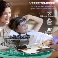 Outsunny Round garden coffee table in rattan-effect resin with metal frame and tempered glass top Ø 50 x 50H cm(m-4)