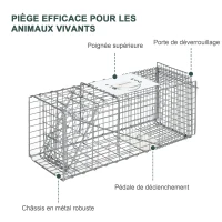 Outsunny Folding capture cage trap for small animals like rats and mice - 2 doors handle 66 x 24 x 30.5 cm grey steel(m-6)