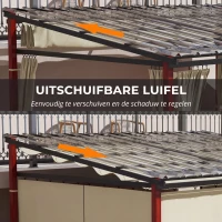 Outsunny Verstelbare Tuinprieel, Weerbestendig, Inclusief Bevestigingsmateriaal, Beige(m-4)