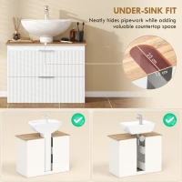 HOMCOM Szafka łazienkowa, 80 cm szafka z dwiema dużymi szufladami do umywalek z cokołem lub bez, Biała(m-5)