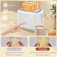 HOMCOM zestaw czajnik i toster ze stali nierdzewnej, czajnik 1,5 l 2200W z automatycznym wyłączaniem, funkcja podtrzymywania ciepła 40-100°C, toster na 2 kromki z 7 poziomami opiekania, funkcja rozmrażania, podgrzewania i wyświetlacz LED, biały(m-5)
