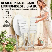 Outsunny Set Bistro Pliabil pentru Exterior cu Masă și 2 Scaune, Alb(m-5)