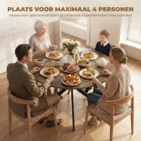 HOMCOM Ronde eettafel voor 4 personen, keukentafel in industriële stijl met stalen poten, voor eetkamer, keuken, Rustiek-Bruin(m-5)