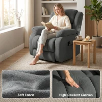 HOMCOM Fotoliu Rabatabil pentru Masaj și Reclinabil cu 2 buzunare și telecomandă, 93x104x105 cm, gri(m-6)