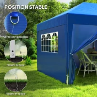 Outsunny Outdoor garden gazebo foldable 3 x 6 m with 6 side walls, carry bag included, blue(m-6)
