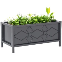 Outsunny Outdoor planter galvanized raised planter with safety edge rectangular 80 x 40 x 38 cm black(m-10)