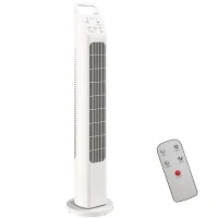 HOMCOM Turmventilator mit Fernbedienung, 7,5-Stunden-Timer, leiser Ventilator für Schlafzimmer, Weiß(m-11)