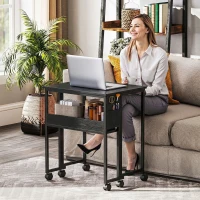 HOMCOM 63 cm Drop Leaf Writing Work Desk - Black(m-9)