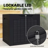 Outsunny 93L Plastic Garden Storage Box, Outdoor Storage Box with Handles, Waterproof Outdoor Storage Container, Black(m-6)