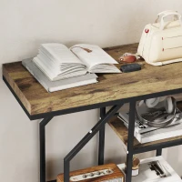 HOMCOM 4-Tier Industrial Console Table - Rustic Brown(m-9)