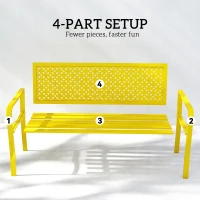 Outsunny Ławka ogrodowa 2-osobowa metalowa odporna na warunki atmosferyczne z oparciem odpornym na rdzę, geometryczna do 240 kg(m-7)