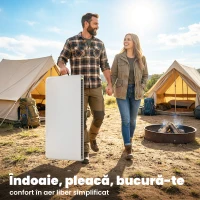 Outsunny Masă de Camping Pliabilă Pătrată, din Metal și HDPE, 86x86x74 cm, Alb(m-5)