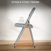 HOMCOM 4 Pack Folding Chairs with Padded Seats, Velvet Portable Party Chairs with Steel Frame, Light Grey(m-7)