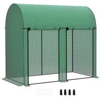 Outsunny 200 x 100cm Walk-In Greenhouse, with Zipped Doors - Green(m-10)