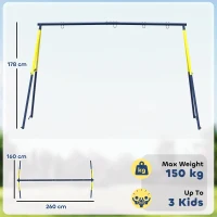AIYAPLAY Cadru pentru Leagăn de Grădină pentru Copii, Structură din Oțel, Anti-UV, Impermeabil, Suportă 150kg, cu 4 Cârlige pentru Leagăn Tip Cuib, Leagăn U, Scară, 260x160x178 cm, Albastru(m-3)