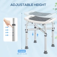 HOMCOM 44-51.5cm Aluminium Frame Shower/Bath Stool - Grey(m-6)