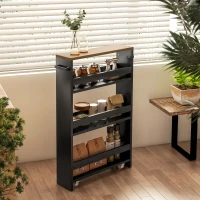 HOMCOM Storage trolley on wheels 3 storage levels and handle, dim. 51.5l x 13P x 80H cm(m-7)