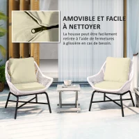 Outsunny Set of 2 Seat and Back Cushions, Indoor and Outdoor Seat and Back Cushions, Cream(m-6)