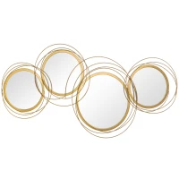 HOMCOM Metal Wall Mirrors, 107cm Modern Decorative Gold Mirror Decor Hanging, Home Wall Sculptures for Living Room Bedroom Dining Room(m-11)