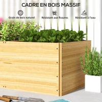 Outsunny Outdoor planter, wooden raised bed, 3 planting compartments with liner included, 140x60x40cm, natural(m-7)