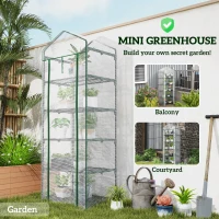 Outsunny 193cm Five Shelf Mini Greenhouse - White(m-6)