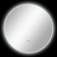 kleankin Miroir rond lumineux LED de salle de bain Ø 70 cm mural avec éclairage interrupteur tactile système antibuée  35 W gris(m-12)