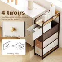 HOMCOM Dresser with 4 Foldable Fabric Drawers, Bedroom Dresser with Top and Steel Frame, 20 x 47 x 84.5 cm, Multicolor(m-5)