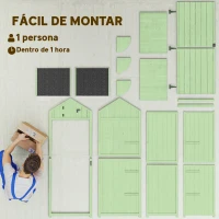 Outsunny Armario de Jardín de Madera Armario de Almacenamiento Cobertizo de Jardín con Estantes 77x54,2x179 cm Verde(m-8)