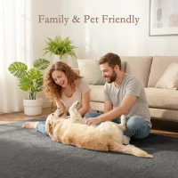 HOMCOM Living room rug 160 x 120 cm long-pile rug, machine-washable, non-slip, faux fur, light gray(m-8)