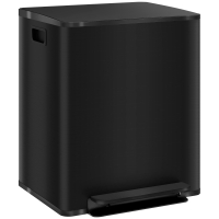 HOMCOM Kosz na śmieci 2 x 25L, pedał, stal nierdzewna, z pokrywą
